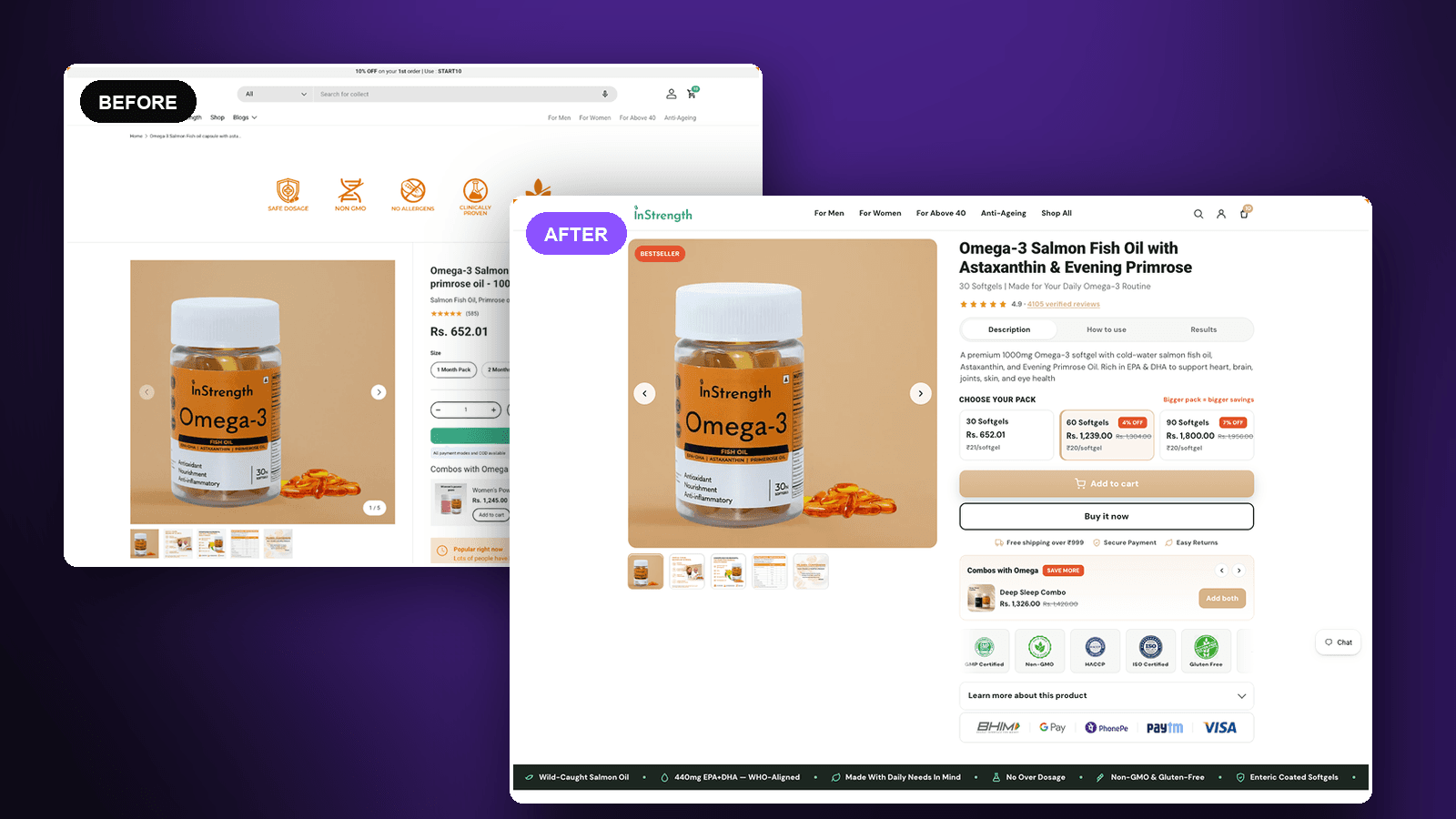 InStrength — CRO & Product page redesign by Proscube