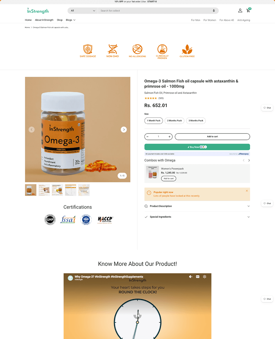 Product page — before
