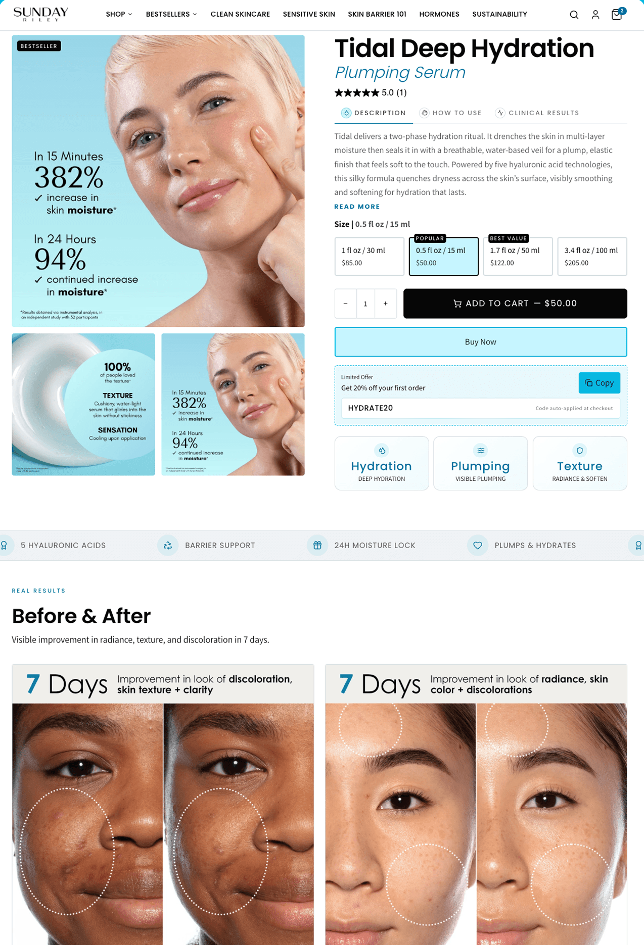 Product page — after
