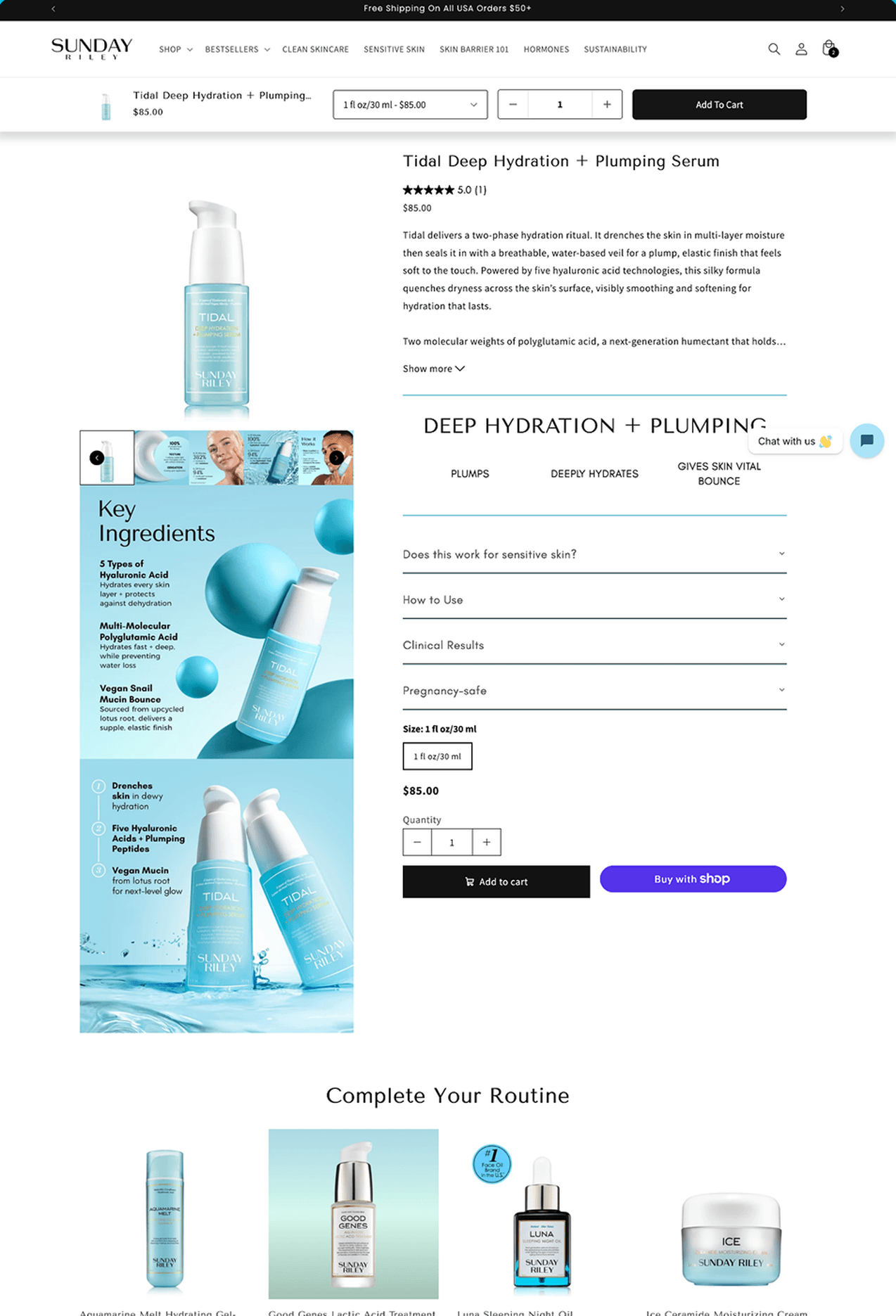 Product page — before