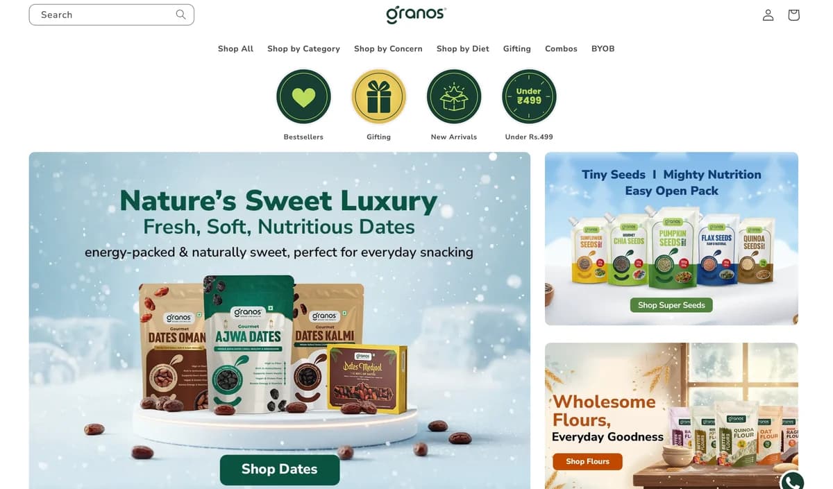 Granos — the range presented as packs rather than single units