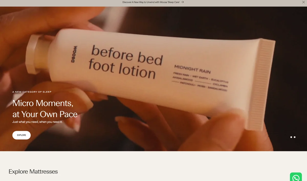 Woosa — brand and product presented as part of a routine rather than a spec sheet