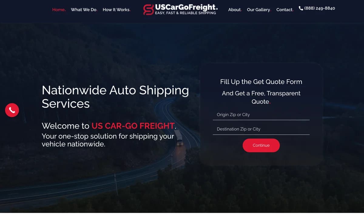 US Cargo Freight — the quote request treated as the primary action